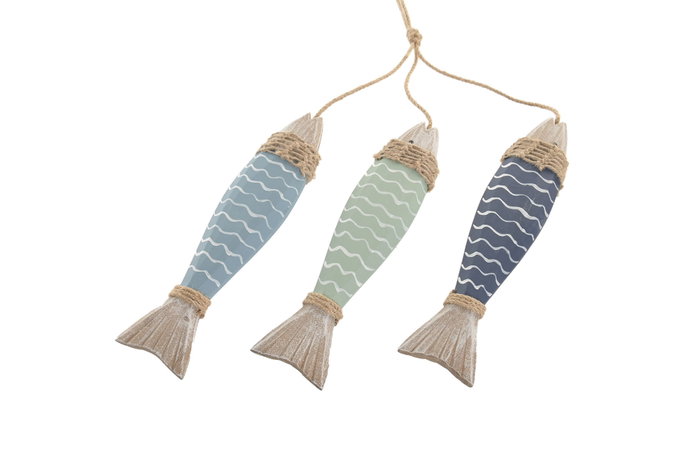 DKD Home Decor Decoración Colgante MDF y Cuerda Azul y Verde DKD Home Decor Decoración Colgante MDF y Cuerda Azul y Verde