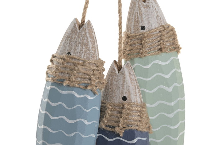 DKD Home Decor Decoración Colgante MDF y Cuerda Azul y Verde DKD Home Decor Decoración Colgante MDF y Cuerda Azul y Verde