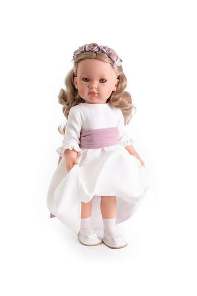 Antonio Juan Muñeca Comunión Bella Rubia con Diadema y Pendientes 45 cm