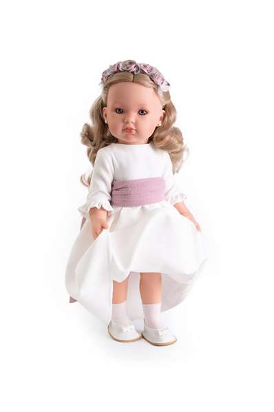 Antonio Juan Muñeca Comunión Bella Rubia con Diadema y Pendientes 45 cm