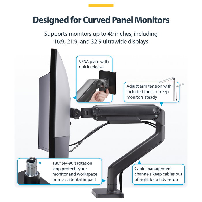 StarTech.com Soporte VESA de Sobremesa para Monitor Curvo de 49 Pulgadas Ultraancho StarTech.com Soporte VESA de Sobremesa para Monitor Curvo de 49 Pulgadas Ultraancho