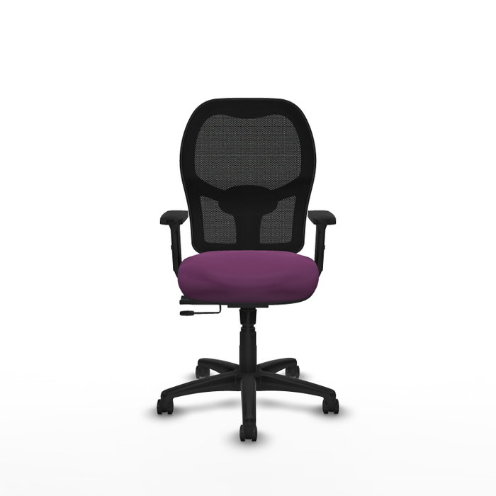 PIQUERAS Y CRESPO Silla de oficina Alocén con mecanismo traslack, malla negra y asiento morado