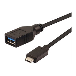 ROLINE 11029030 Cable USB C a USB A, USB 3.2 Gen 2 (3.1 Gen 2), Negro, 0,15 m
