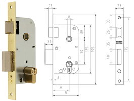 MCM Cerradura de embutir 1 punto 1301-235a311 con acabado latón