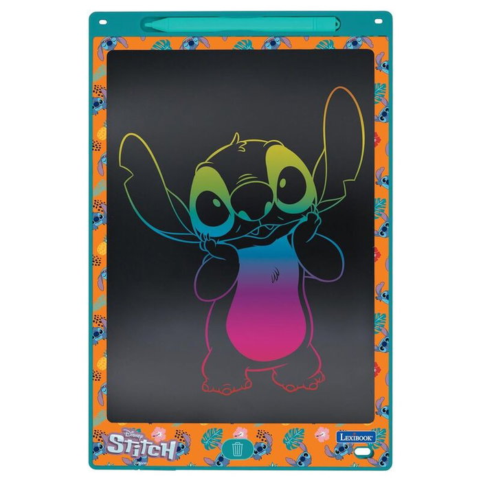 LEXIBOOK Tablet Stitch Disney 28cm Pantalla Dibujo con 6 Plantillas y Lápiz Óptico