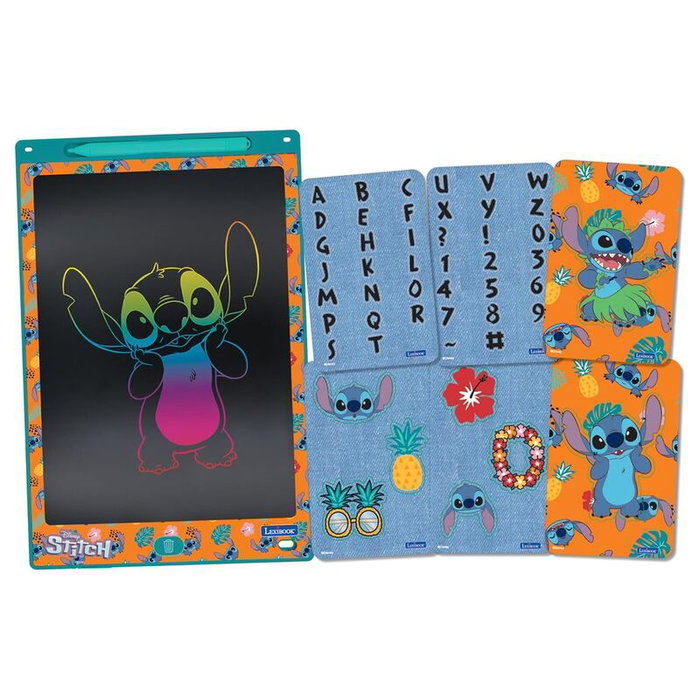 LEXIBOOK Tablet Stitch Disney 28cm Pantalla Dibujo con 6 Plantillas y Lápiz Óptico