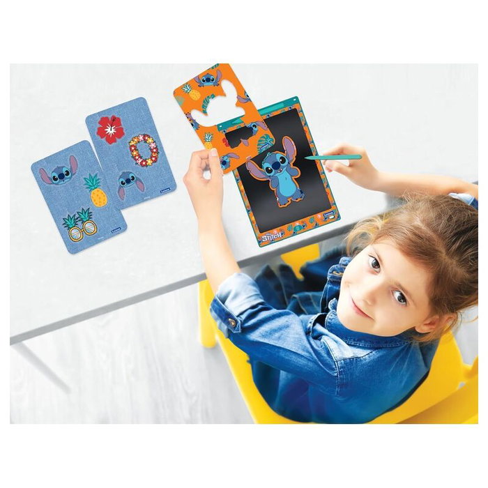 LEXIBOOK Tablet Stitch Disney 28cm Pantalla Dibujo con 6 Plantillas y Lápiz Óptico