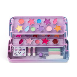Martinelia LITTLE UNICORN Estuche de Lata 3 Niveles Kit Maquillaje Niños 29 Piezas - Paleta Sombras y Brillos Labios, Aplicadores, Accesorios