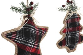 DKD Home Decor Decoracion Colgante Navidad Tradicional Rojo Verde 4 x 21 x 16 cm (12 Unidades)