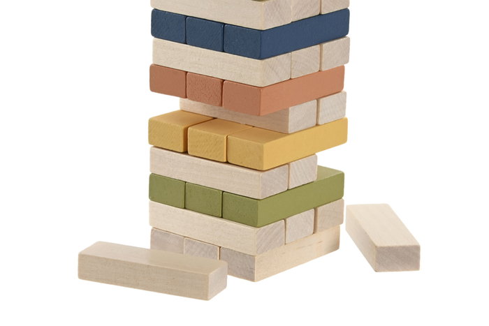 DKD Home Decor Juego de Mesa Set 54 Bloques de Madera Multicolor