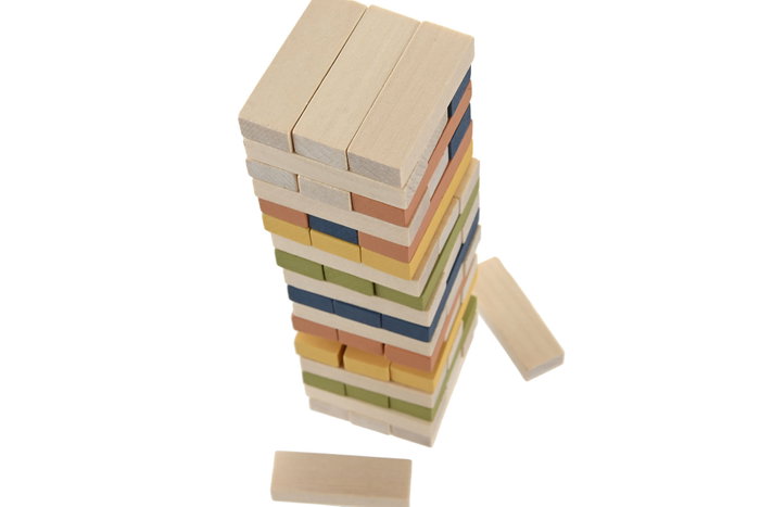 DKD Home Decor Juego de Mesa Set 54 Bloques de Madera Multicolor