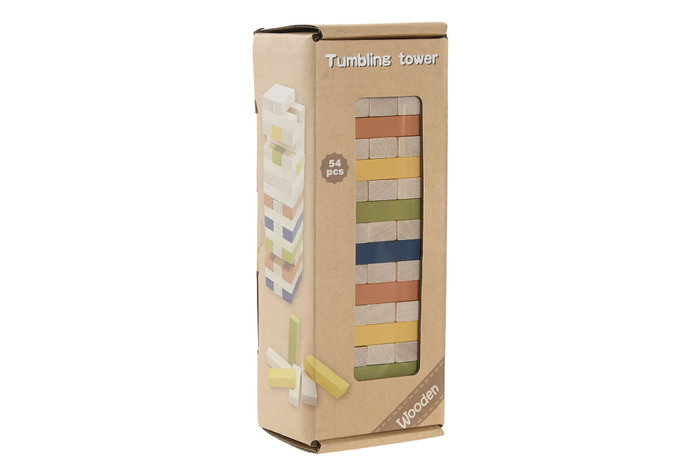 DKD Home Decor Juego de Mesa Set 54 Bloques de Madera Multicolor