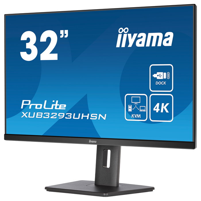 Iiyama ProLite XUB3293UHSN-B5 Monitor 80cm/31.5'' 4K UHD (3840x2160) IPS, 4ms, HDMI, DisplayPort, USB-C 65W, Altavoces, Ajuste en Altura, Negro