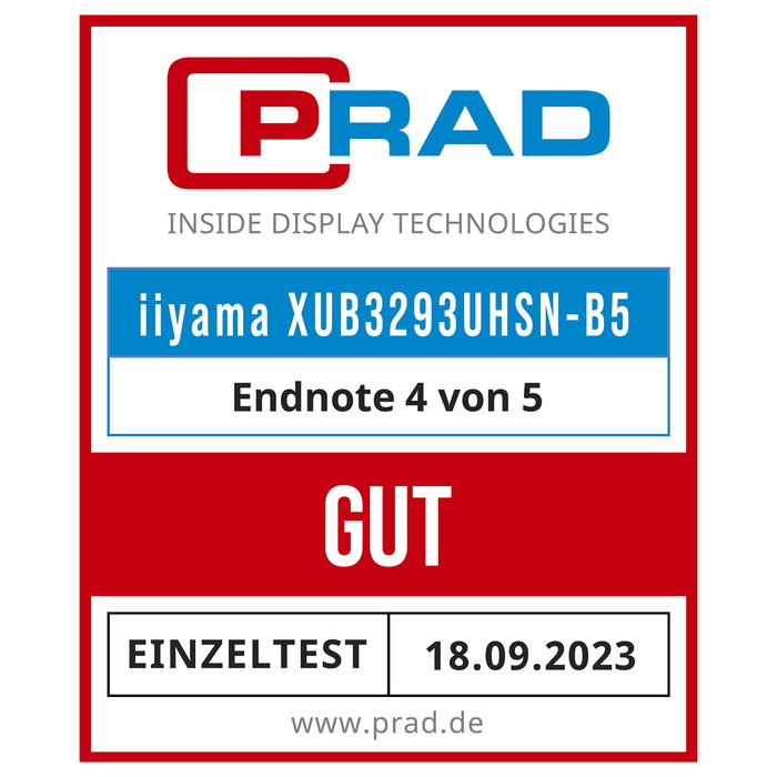 Iiyama ProLite XUB3293UHSN-B5 Monitor 80cm/31.5'' 4K UHD (3840x2160) IPS, 4ms, HDMI, DisplayPort, USB-C 65W, Altavoces, Ajuste en Altura, Negro