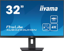 Iiyama XUB3293UHSN-B5 Monitor 32" IPS 4K UHD (3840x2160) 60Hz 4ms USB-C HDMI DisplayPort KVM Giratorio Ajustable Negro