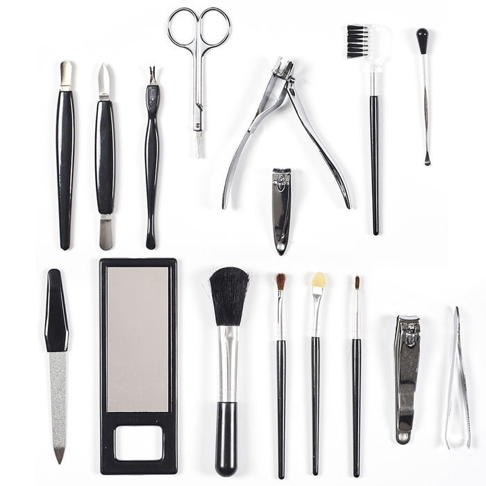 Cosmetic Club Estuche Juego 18 Piezas Manicura y Maquillaje Accesorios para Uñas y Cosméticos