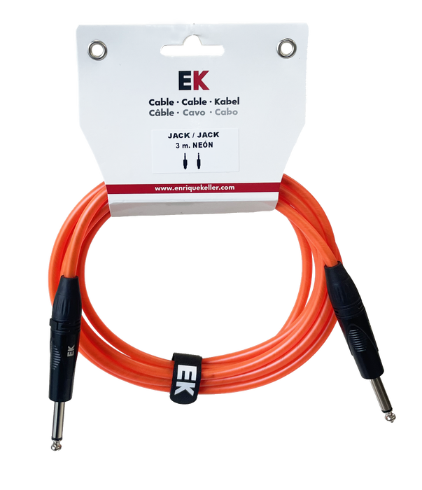 Cable Ek Audio Jack-Jack Neón Naranja Fluorescente 3M Cable Ek Audio Jack-Jack Neón Naranja Fluorescente 3M