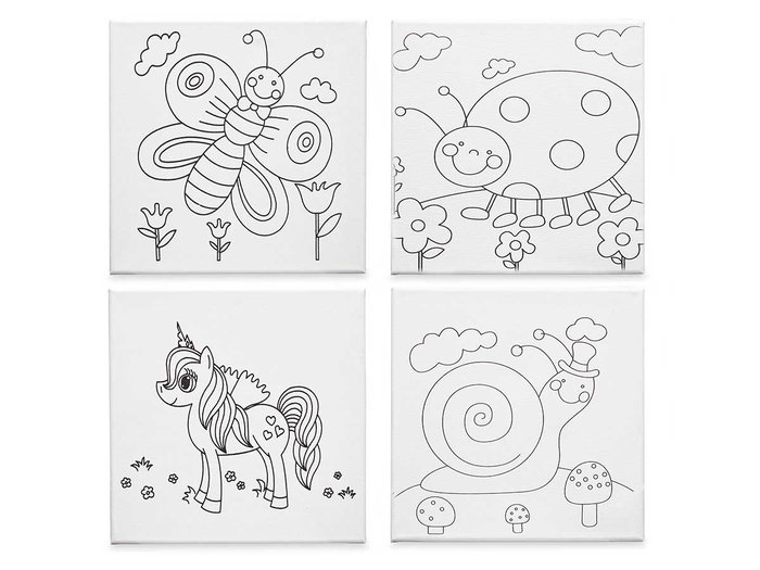 Pincello Lienzo Manualidad 25 x 25 cm Animales Surtidos (Set de 24)