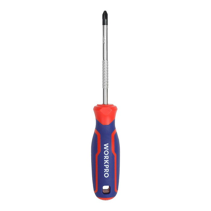 Workpro Destornillador Phillips PH2 x 150 mm Acero Cromo-Vanadio Punta Magnética Mango Ergonómico Tricolor Azul Rojo Workpro Destornillador Phillips PH2 x 150 mm Acero Cromo-Vanadio Punta Magnética Mango Ergonómico Tricolor Azul Rojo