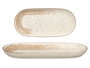 Vessia Bandeja Ovalada Patinada Cerámica Marrón y Blanco, 33 x 15.5 x 3 cm (Set de 24)