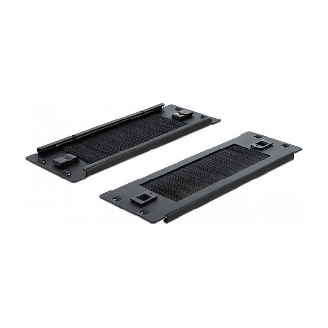 DeLOCK Panel pasacables con cepillo 10 pulgadas 2U Negro
