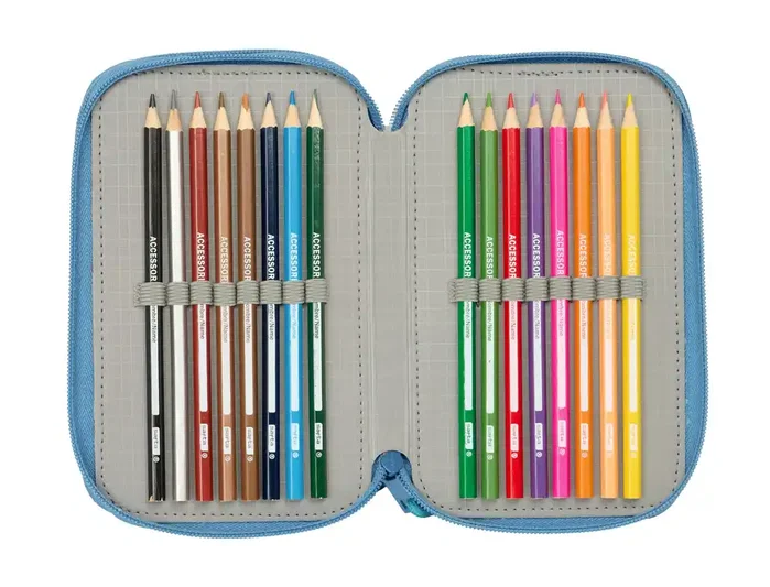 Safta Plumier Escolar Triple Cremallera 37 Piezas, Colección Frozen, 195x125x55 mm