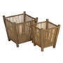 Ixia Pack de 2 Maceteros Decoración de Bambú Natural 32,5 x 32,5 x 34 cm