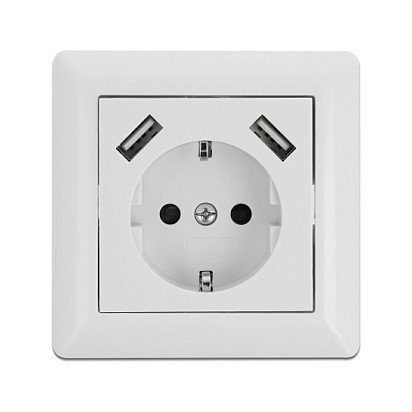 DeLOCK Enchufe de pared con 2 x USB Tipo-A y CEE 7/3, Blanco