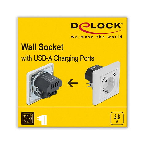 DeLOCK Enchufe de pared con 2 x USB Tipo-A y CEE 7/3, Blanco