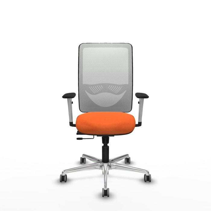 PIQUERAS Y CRESPO Silla de oficina Zulema con mecanismo Sincro/Traslack, tela naranja y malla blanca