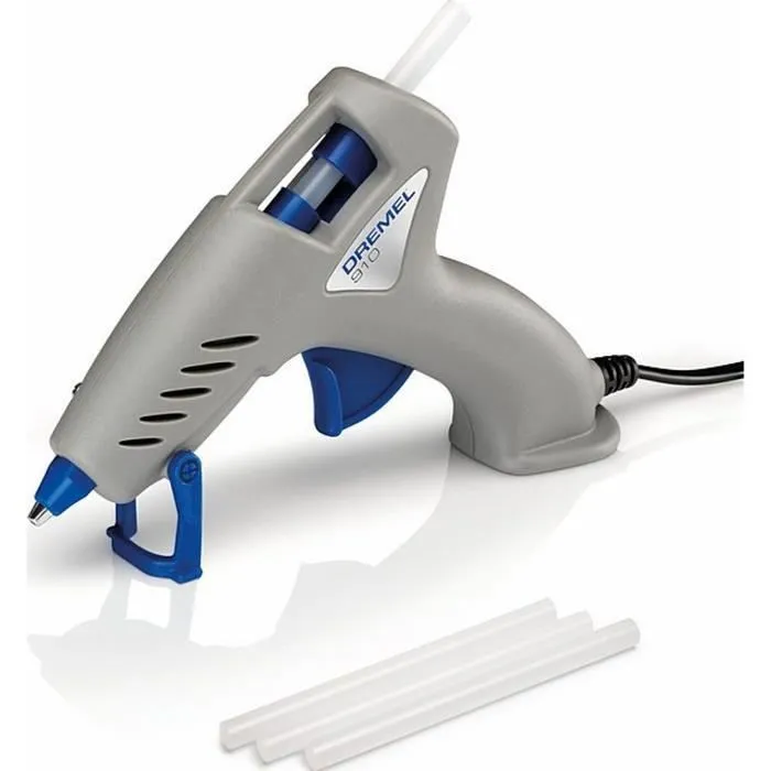 Dremel Pistola de pegamento 910 - 165 °C, alta temperatura, antigoteo, para bricolaje, cerámica, madera, plásticos, vidrio