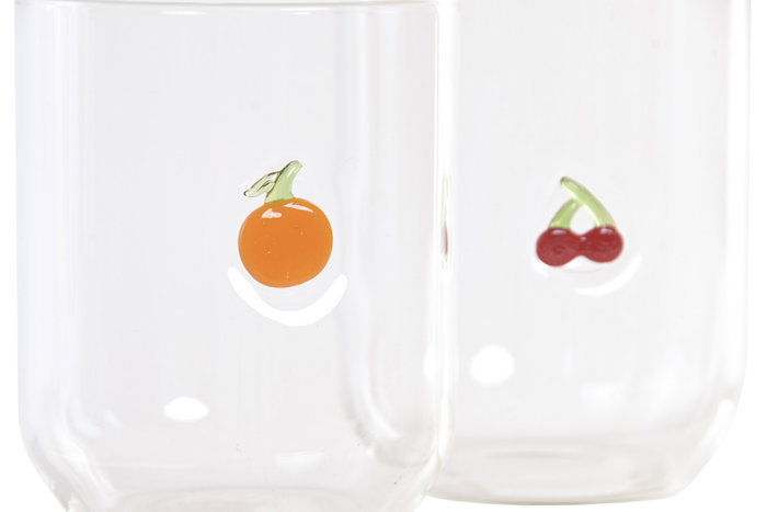 DKD Home Decor Vasos de Borosilicato con Diseño de Frutas, Pack de 2