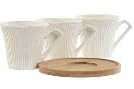 DKD Home Decor Tazas de Cafe de Porcelana Blanco Set de 6 Piezas 90ml Apto Microondas y Lavavajillas 6.5 x 6 x 8.5 cm