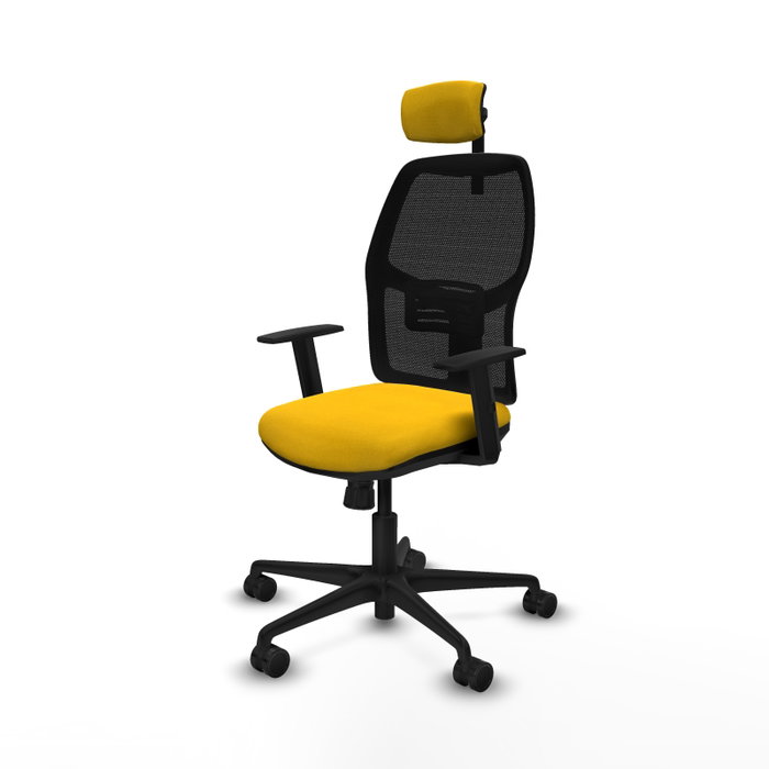 PIQUERAS Y CRESPO Silla de oficina Alfera, Tela Amarillo y Malla Negro PIQUERAS Y CRESPO Silla de oficina Alfera, Tela Amarillo y Malla Negro