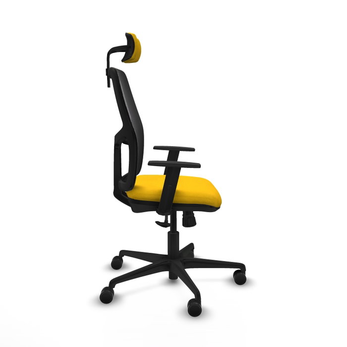 PIQUERAS Y CRESPO Silla de oficina Alfera, Tela Amarillo y Malla Negro PIQUERAS Y CRESPO Silla de oficina Alfera, Tela Amarillo y Malla Negro
