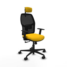 PIQUERAS Y CRESPO Silla de oficina Alfera, Tela Amarillo y Malla Negro