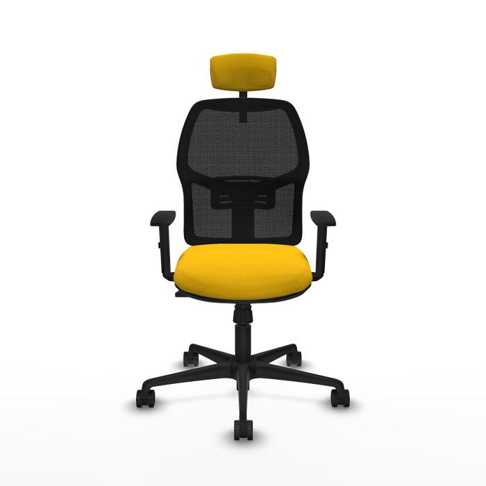 PIQUERAS Y CRESPO Silla de oficina Alfera, Tela Amarillo y Malla Negro PIQUERAS Y CRESPO Silla de oficina Alfera, Tela Amarillo y Malla Negro
