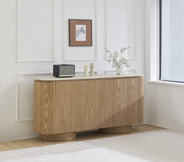 DKD Home Decor Buffet Moderno Brown Travertine 40 x 85 x 180 cm Marron Claro