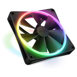 NZXT F140 RGB DUO - Ventilador RGB de 140 mm, Negro, 500-1800 RPM, 84.75 CFM, 2.72 mmH2O, 20 LEDs (RF-D14SF-B1)