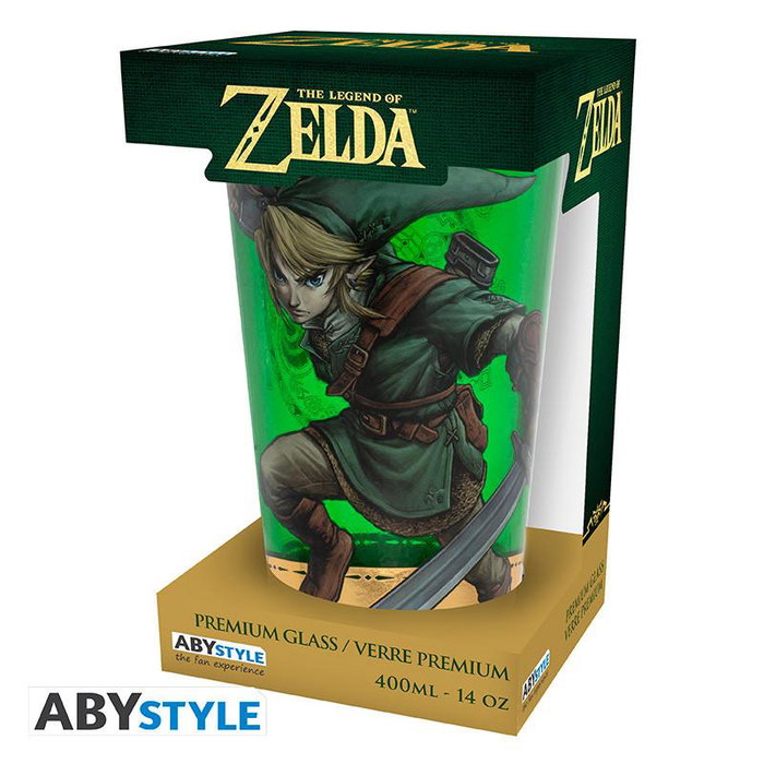 ABYstyle Vaso The Legend of Zelda - Link 400 ml - Vidrio Verde - Merchandising Oficial Nintendo