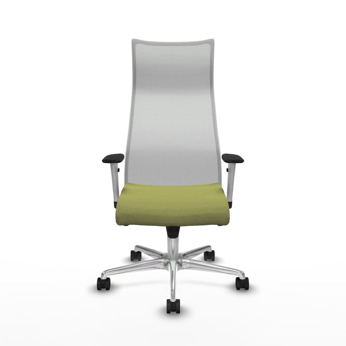 PIQUERAS Y CRESPO Sillón Albacete Verde oliva y Blanco con Mecanismo Sincro, Base de Aluminio y Brazos 1D