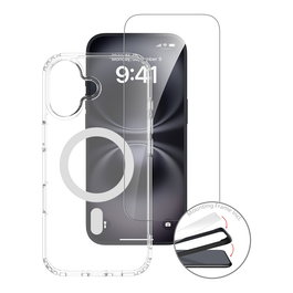 4smarts 541556 Premium 3 in 1 Set para Apple iPhone 17 con Bumper, Protector de Pantalla y Cargador Inalámbrico - Transparente y Blanco