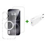 4smarts 541556 Premium 3 in 1 Set para Apple iPhone 17 con Bumper, Protector de Pantalla y Cargador Inalámbrico - Transparente y Blanco