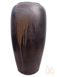 DKD Home Decor Ánfora de Cerámica Vidriada Marrón Oscuro 38x38x60 cm