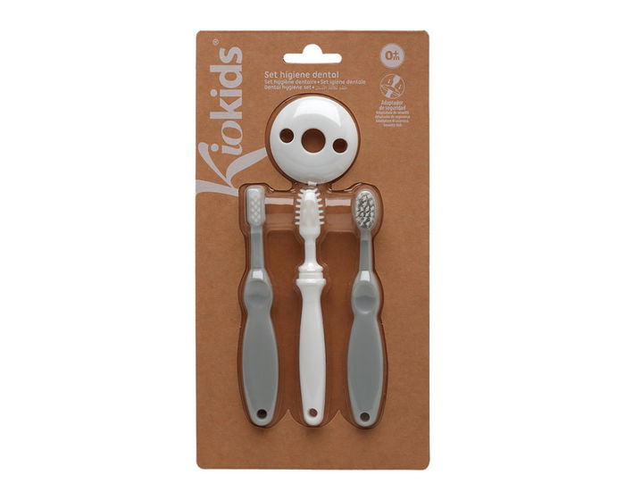 KioKids Set De Higiene Bucal Para Bebé Gris +0 Meses Colección Geogrey