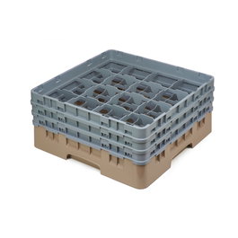 CAMBRO Cesta de lavado 16 comp. 3 alturas Beige