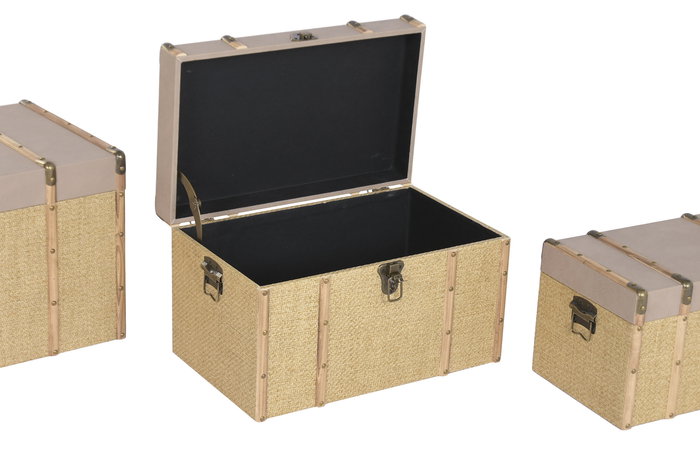 DKD Home Decor Baul Alpino Marron Natural 35 x 33 x 56 cm Set de 3