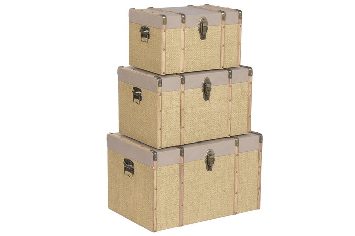 DKD Home Decor Baul Alpino Marron Natural 35 x 33 x 56 cm Set de 3