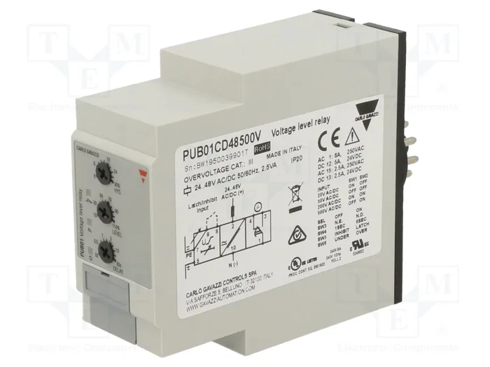 CARLO GAVAZZI Relé de monitorización de tensión 24÷48VAC/VDC CARLO GAVAZZI Relé de monitorización de tensión 24÷48VAC/VDC