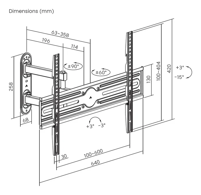 Aisens Soporte WT70TSLE-323 Giratorio, Inclinable y Nivelable para TV de 37-70 pulgadas